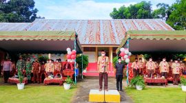 Suasana Upacara peringatan HUT Gerakan Pramuka yang dilaksanakan di SMA Negeri 1 Halbar | Sumber Foto : Ghez