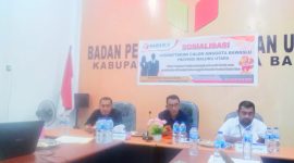 Tampak Timsel Bawaslu Provinsi Malut didampingi Anggota Bawaslu Halbar saat mensosialisasikan Syarat Daftar Anggota di Kantor Bawaslu Halbar (Foto/ist)