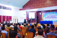 Tampak Wakil Bupati Halmahera Barat, Djufri Muhamad saat memberikan sambutan pada kegiatan sosialisasi Peraturan Menteri Keuangan (dok/Eghez)