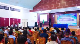 Tampak Wakil Bupati Halmahera Barat, Djufri Muhamad saat memberikan sambutan pada kegiatan sosialisasi Peraturan Menteri Keuangan (dok/Eghez)