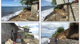 Penampakan dua rumah warga di Desa Gamsungi yang rusak akibat Abrasi Pantai 