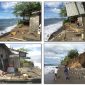 Penampakan dua rumah warga di Desa Gamsungi yang rusak akibat Abrasi Pantai 