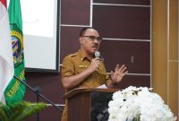 Bupati Halmahera Barat, James Uang saat Membuka secara resmi musrenbang Kabupaten Halmahera Barat (Dok/Erdit)