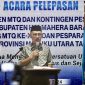 Bupati Halmahera Barat, James Uang saat memberikan sambutan dalam acara pelepasan Kontingen MTQ dan Pesparawi.