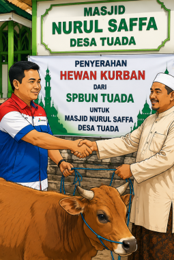 SPBUN Desa Tuada Salurkan Hewan Kurban di Masjid Desa Tuada