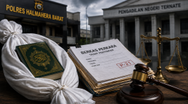 Berkas perkara dan simbol keadilan menjadi representasi sengketa hukum terkait penetapan tersangka dalam perkara dugaan fitnah yang sedang diuji melalui mekanisme praperadilan. Foto: Ilustrasi/tm
