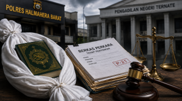 Berkas perkara dan simbol keadilan menjadi representasi sengketa hukum terkait penetapan tersangka dalam perkara dugaan fitnah yang sedang diuji melalui mekanisme praperadilan. Foto: Ilustrasi/tm
