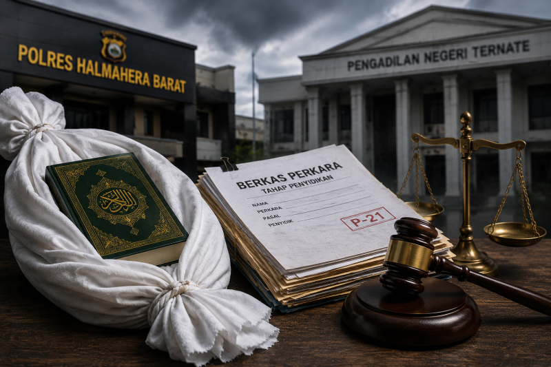 Berkas perkara dan simbol keadilan menjadi representasi sengketa hukum terkait penetapan tersangka dalam perkara dugaan fitnah yang sedang diuji melalui mekanisme praperadilan. Foto: Ilustrasi/tm