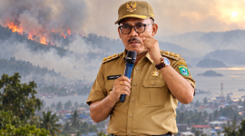 Bupati Halmahera Barat, James Uang, menyampaikan arahan terkait kondisi kabut asap akibat kebakaran hutan dan lahan (karhutla) yang berdampak pada kualitas udara di Maluku Utara, khususnya Halmahera Barat. Pemerintah daerah mengambil langkah antisipatif, termasuk menginstruksikan pembagian masker kepada masyarakat serta memperketat kesiapsiagaan menghadapi potensi dampak kesehatan dan perubahan cuaca. (Foto: Ilustrasi)
